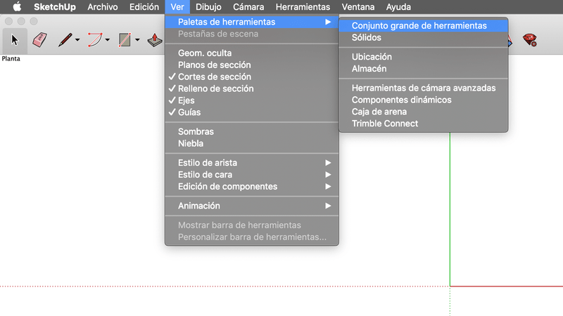 Barra de herramientas en Sketchup Mac OSX